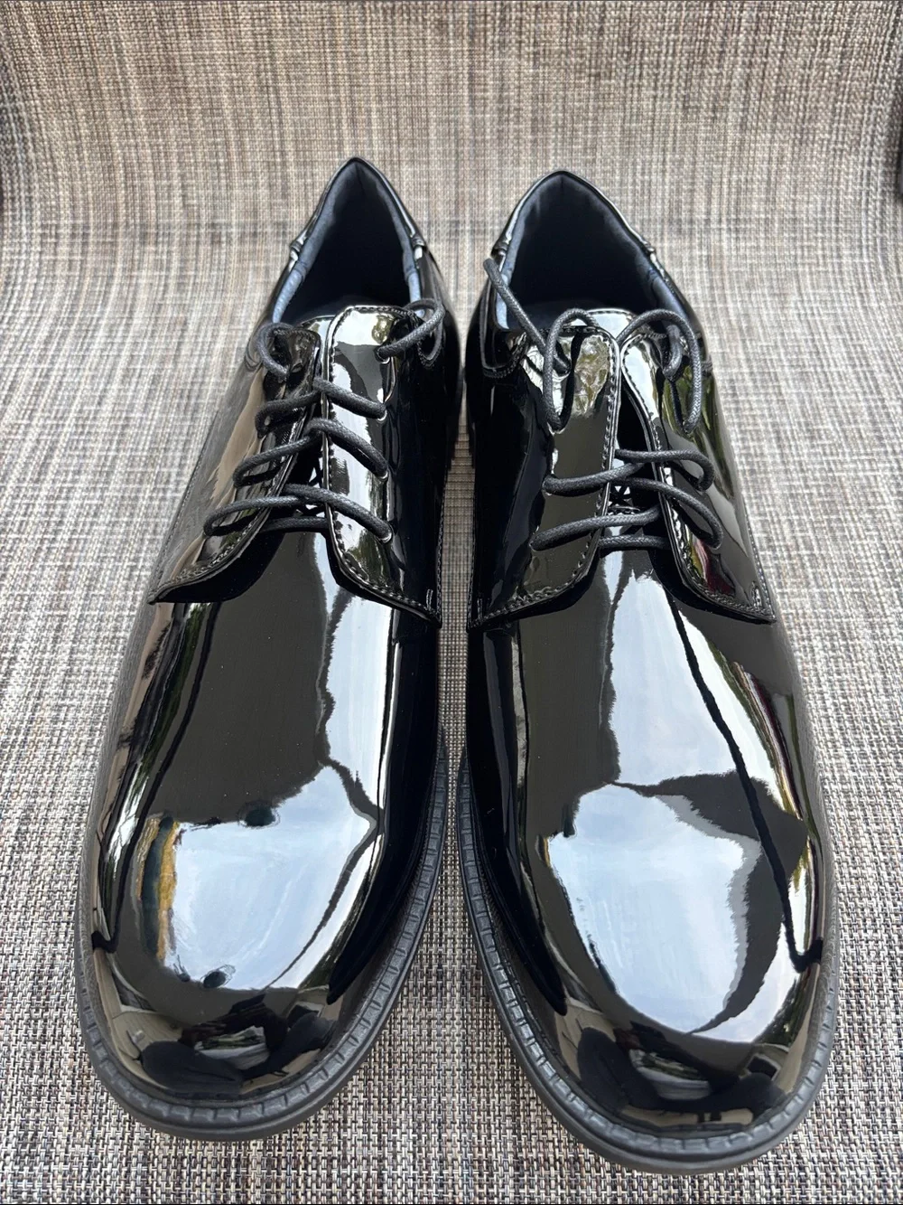 Bruno Marc Men's Black Patent Leather Derby Lace-Up